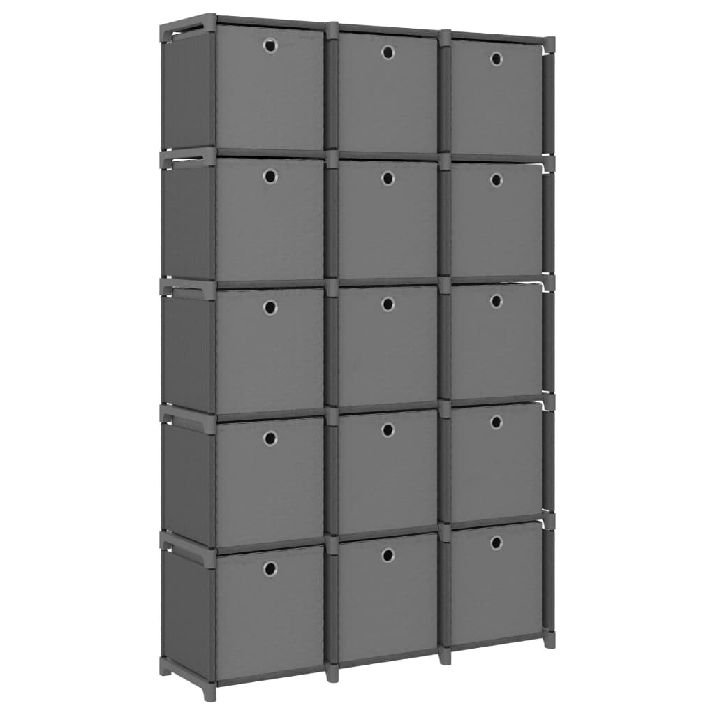 vidaXL Würfelregal mit 15 Boxen Grau 103x30x175,5 cm Stoff