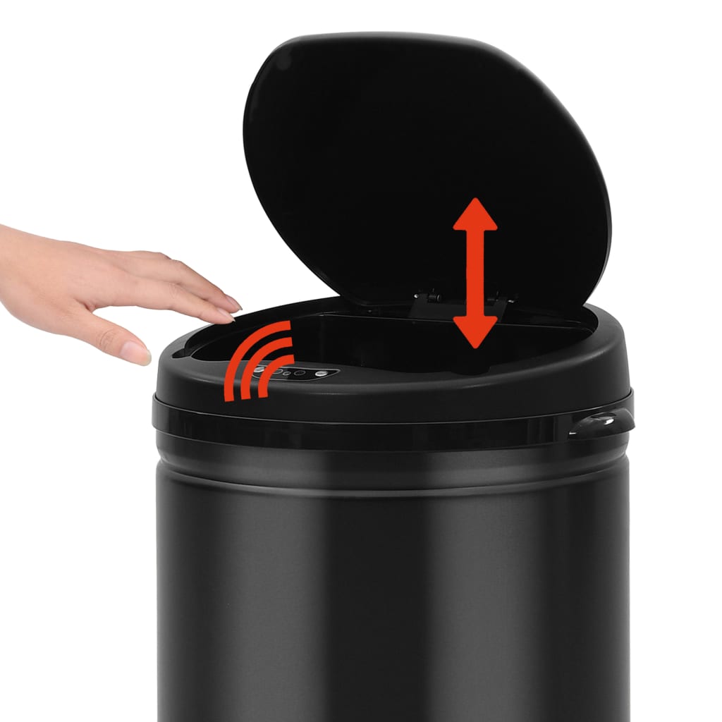 vidaXL Automatischer Sensor-Mülleimer 30 L Kohlenstoffstahl Schwarz