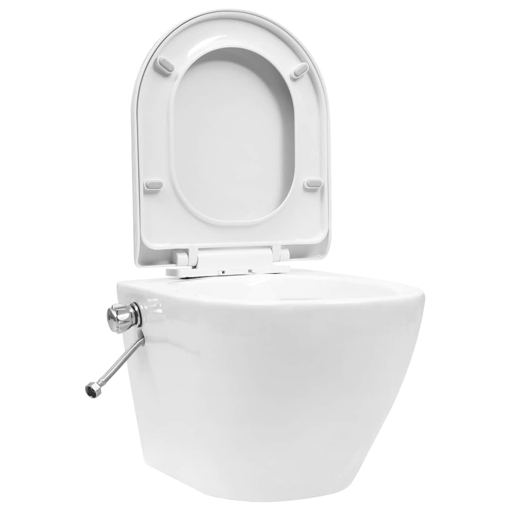 vidaXL Wand-WC ohne Spülrand mit Einbau-Spülkasten Keramik Weiß
