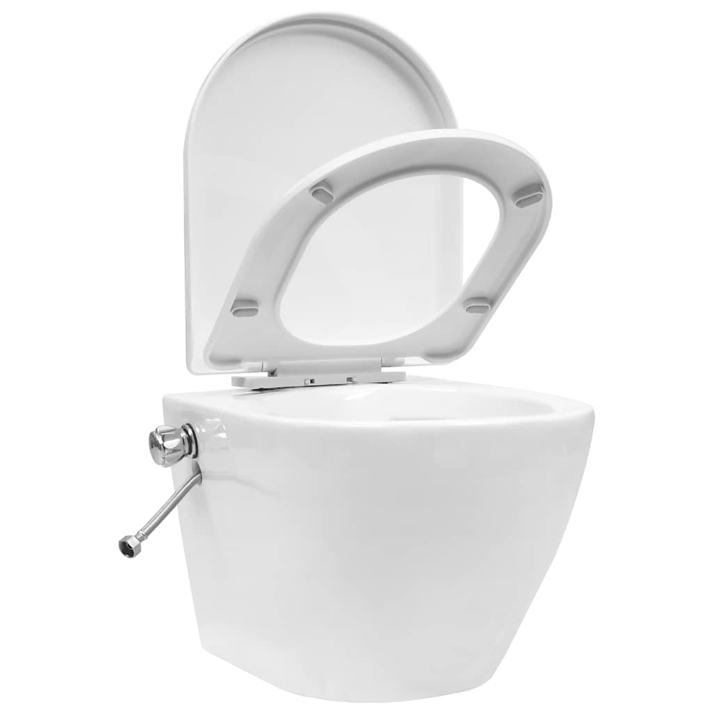 vidaXL Wand-WC ohne Spülrand mit Einbau-Spülkasten Keramik Weiß