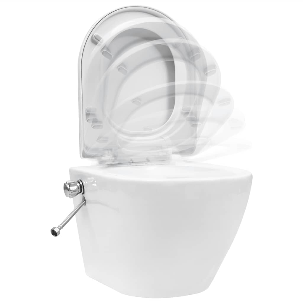 vidaXL Wand-WC ohne Spülrand mit Einbau-Spülkasten Keramik Weiß