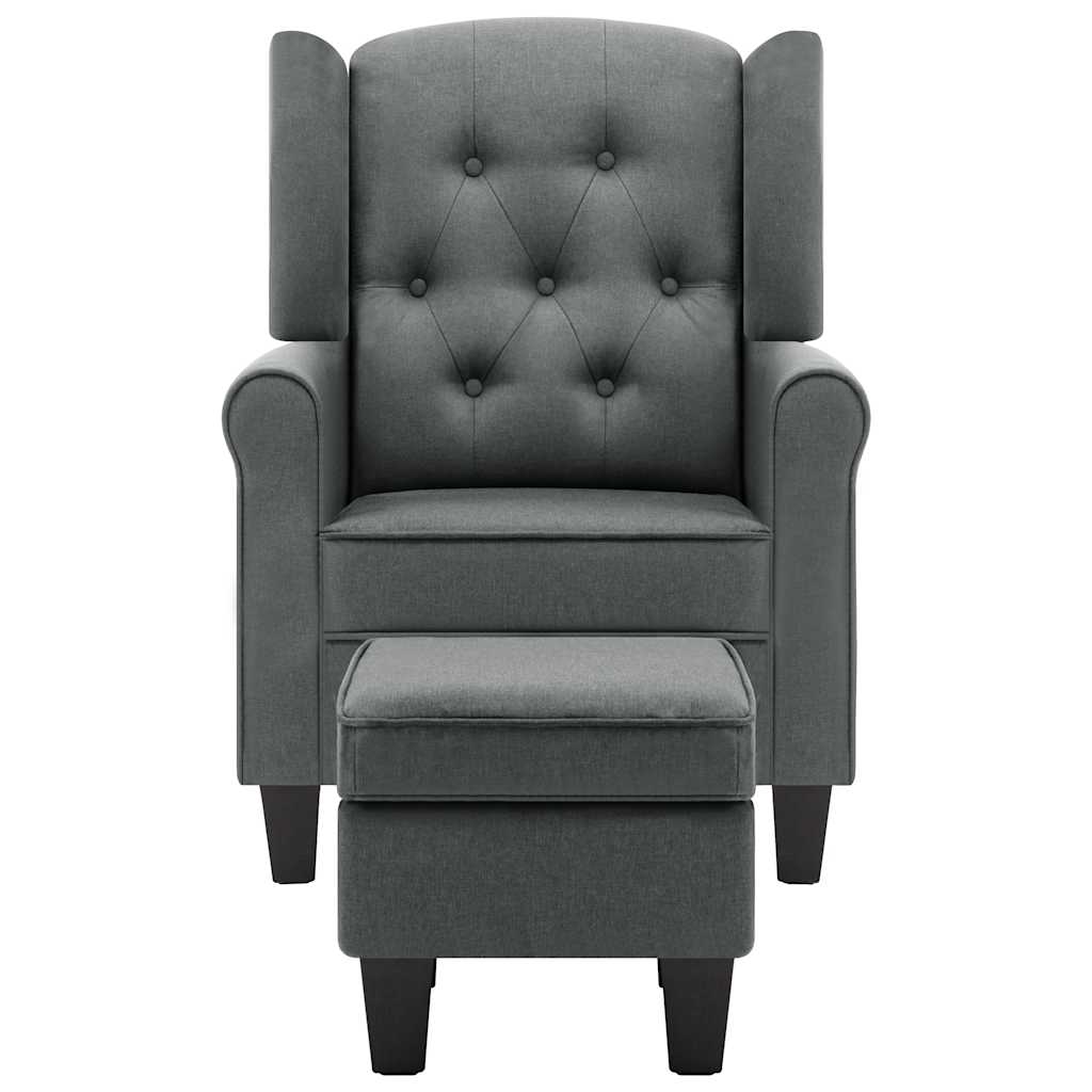 vidaXL Sessel mit Fußhocker Hellgrau Stoff