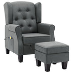 vidaXL Massagesessel mit Hocker Hellgrau Stoff