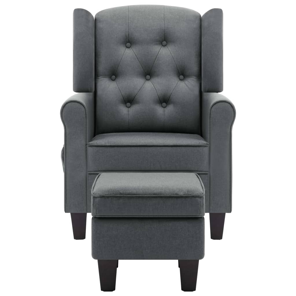 vidaXL Massagesessel mit Hocker Hellgrau Stoff