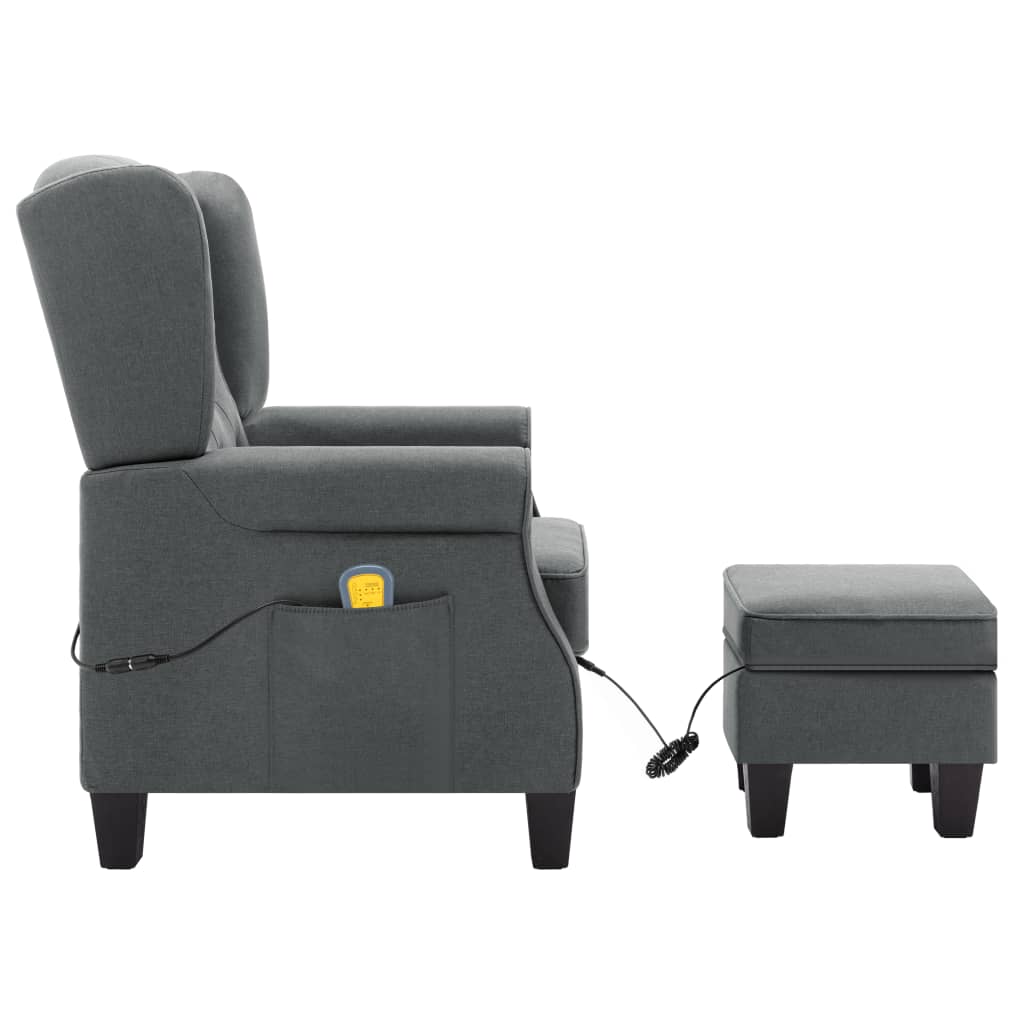 vidaXL Massagesessel mit Hocker Hellgrau Stoff