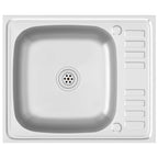 vidaXL Spüle mit Abtropffläche Set Silbern 600x500x155 mm Edelstahl