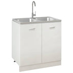 vidaXL Doppelspüle Silbern 800x500x155 mm Edelstahl