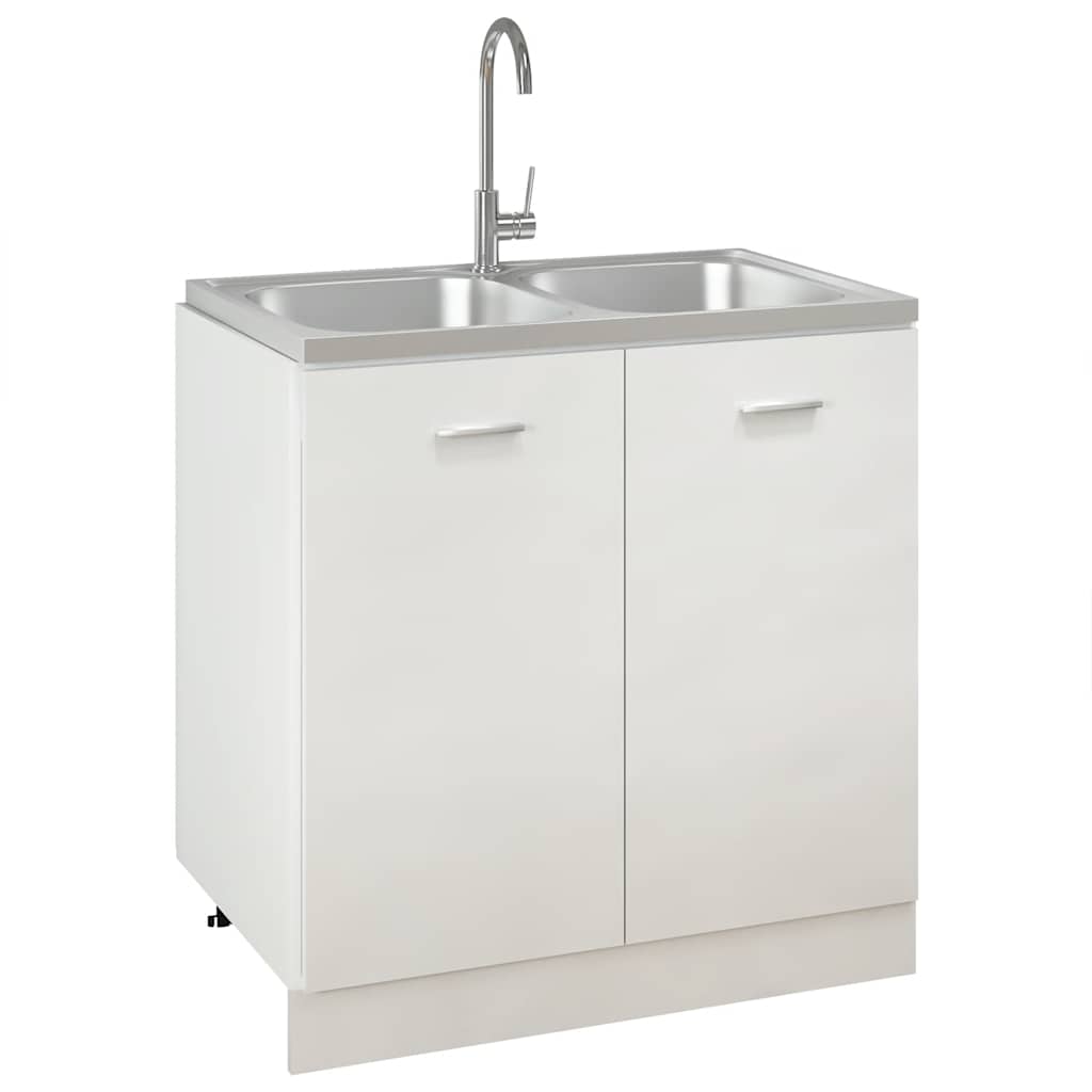 vidaXL Doppelspüle Silbern 800x500x155 mm Edelstahl