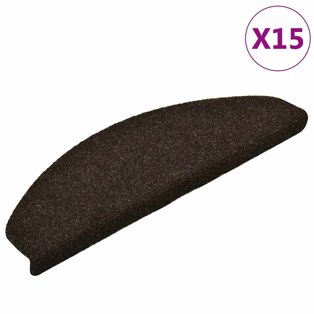 vidaXL Stufenmatten Selbstklebend 15 Stk. 65x21x4 cm Dunkelbraun Halbrund Groß