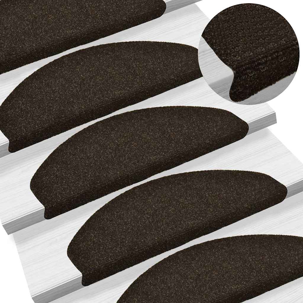 vidaXL Stufenmatten Selbstklebend 15 Stk. 65x21x4 cm Dunkelbraun Halbrund Groß