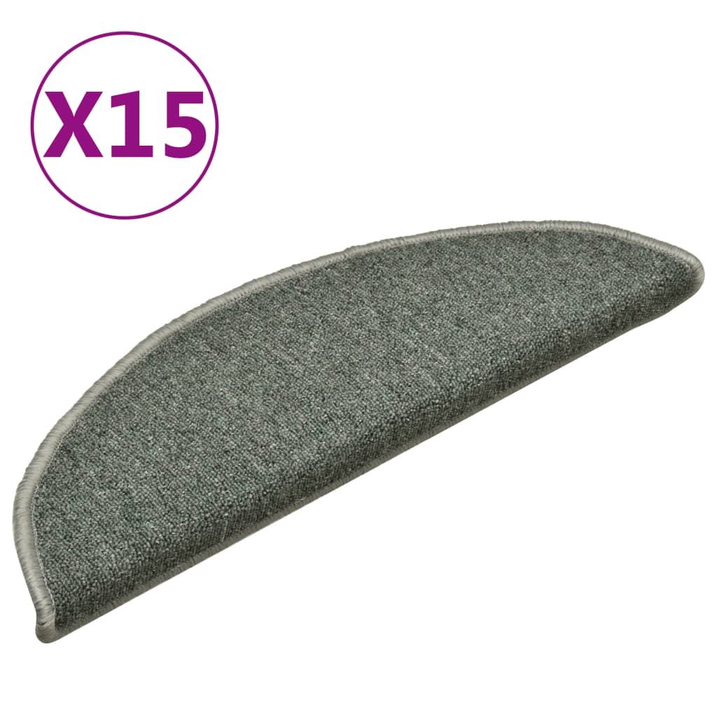 vidaXL Stufenmatten 15 Stk. 56x17x3 cm Dunkelgrün Halbrund
