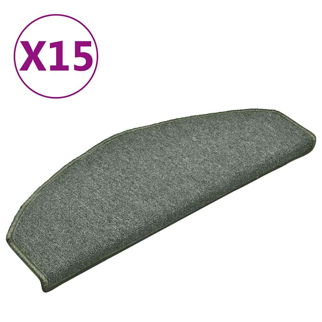 vidaXL Stufenmatten 15 Stk. 65x24x4 cm Dunkelgrün Halbrund Groß