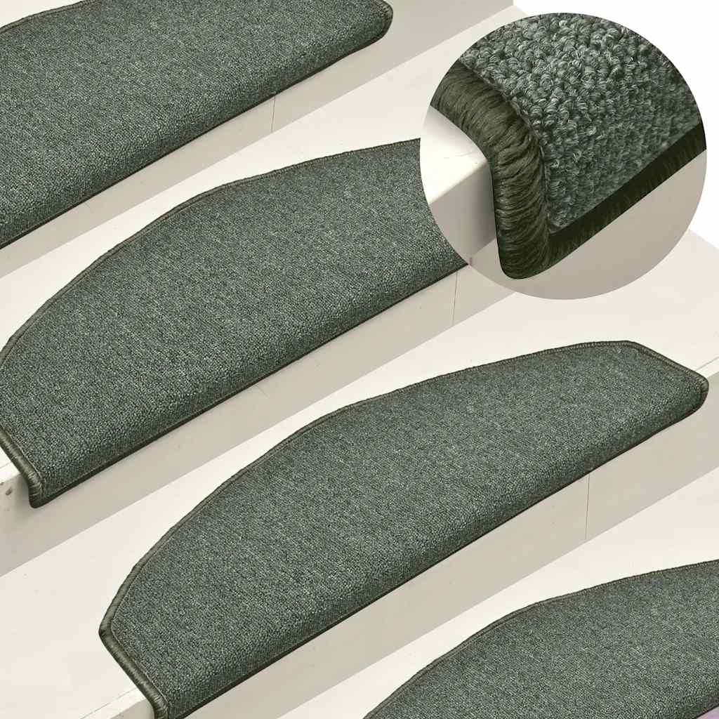 vidaXL Stufenmatten 15 Stk. 65x24x4 cm Dunkelgrün Halbrund Groß