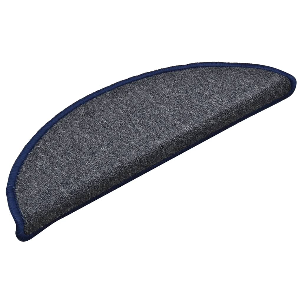 vidaXL Stufenmatten 15 Stk. 56x17x3 cm Dunkelgrau und Blau Halbrund