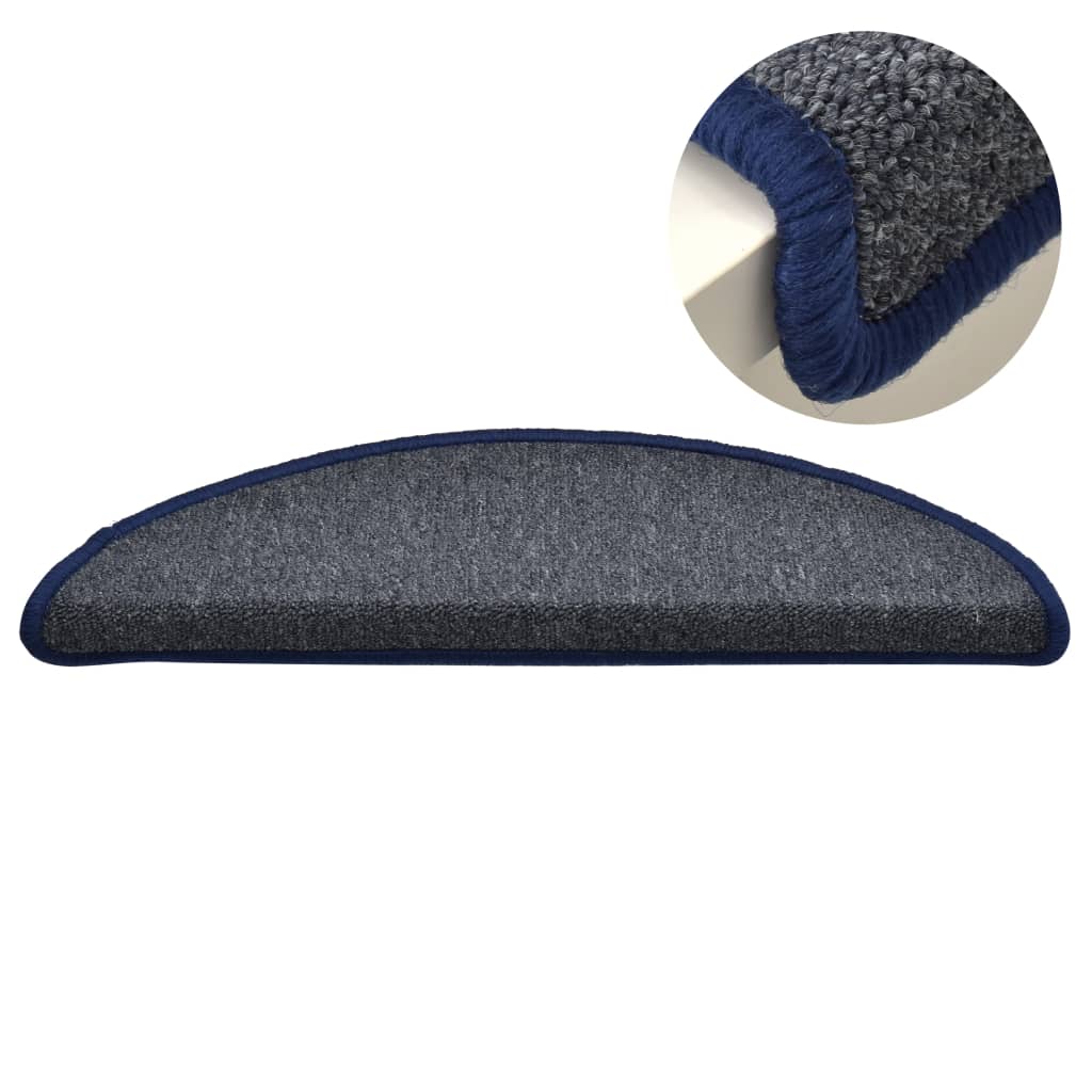 vidaXL Stufenmatten 15 Stk. 56x17x3 cm Dunkelgrau und Blau Halbrund