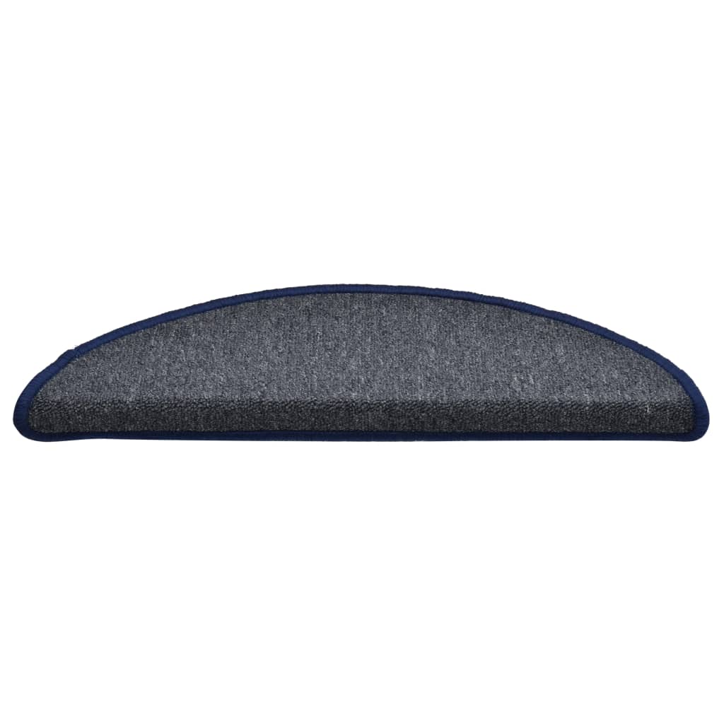 vidaXL Stufenmatten 15 Stk. 56x17x3 cm Dunkelgrau und Blau Halbrund
