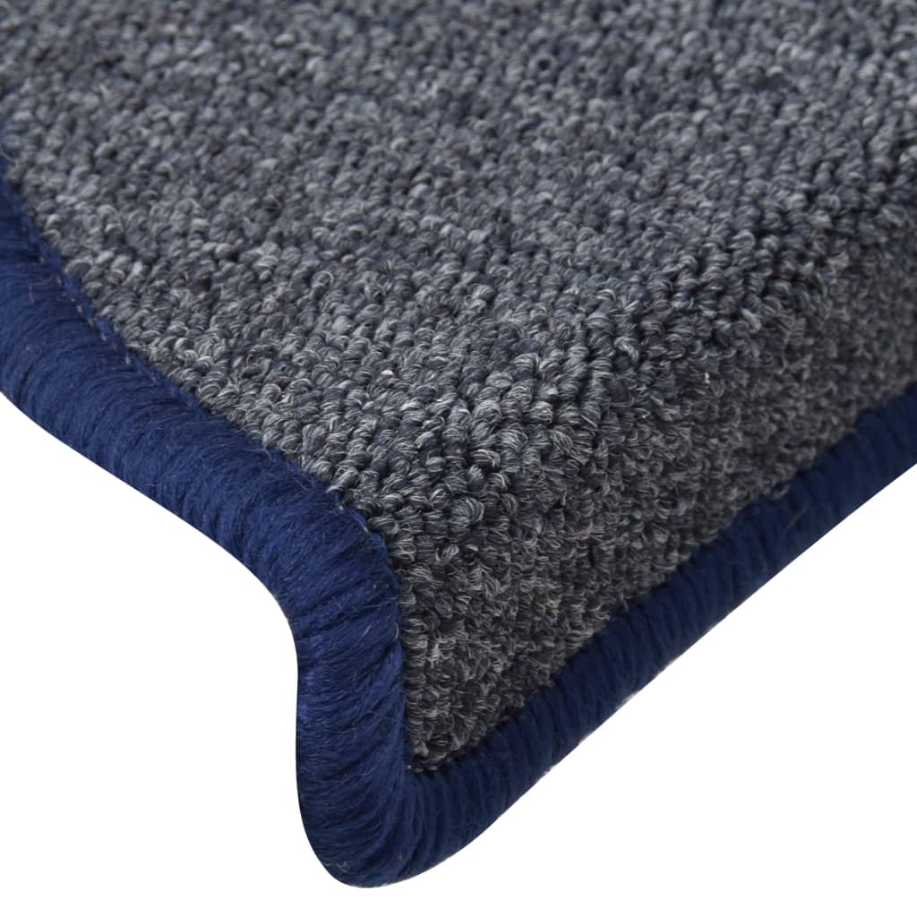 vidaXL Stufenmatten 15 Stk. 56x17x3 cm Dunkelgrau und Blau Halbrund