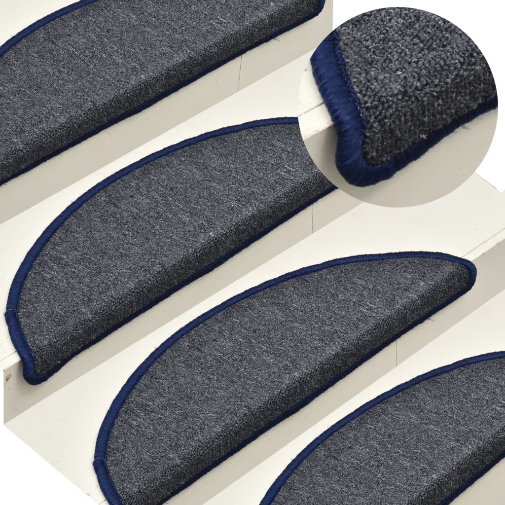 vidaXL Stufenmatten 15 Stk. 56x17x3 cm Dunkelgrau und Blau Halbrund