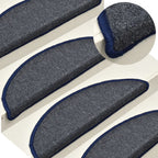 vidaXL Stufenmatten 15 Stk. 56x17x3 cm Dunkelgrau und Blau Halbrund