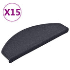 vidaXL Stufenmatten 15 Stk. 65 x 24 x 4 cm Dunkelgrau und Blau Halbrund Groß