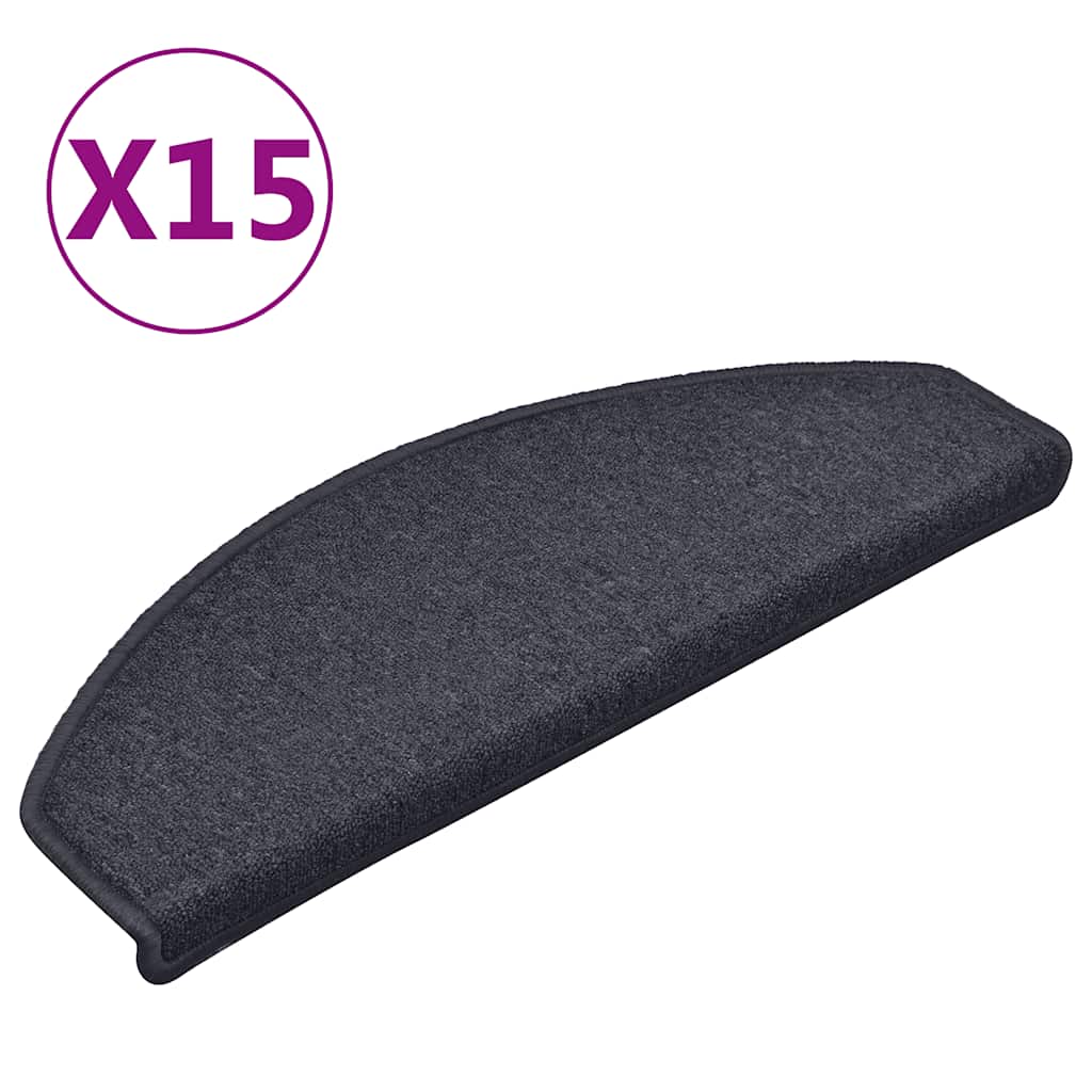 vidaXL Stufenmatten 15 Stk. 65 x 24 x 4 cm Dunkelgrau und Blau Halbrund Groß