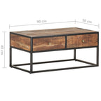 vidaXL Couchtisch 90x50x40 cm Raues Akazienholz