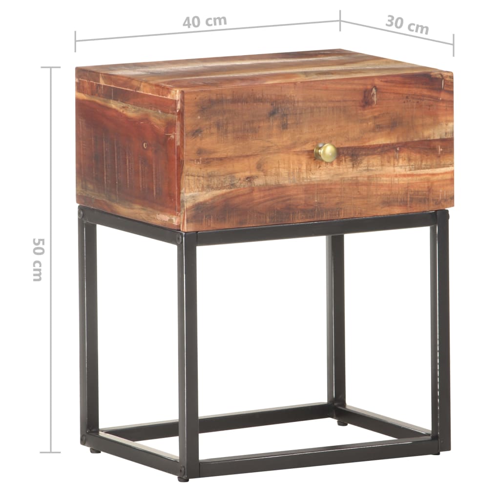 vidaXL Nachttisch 40x30x50 cm Raues Akazienholz