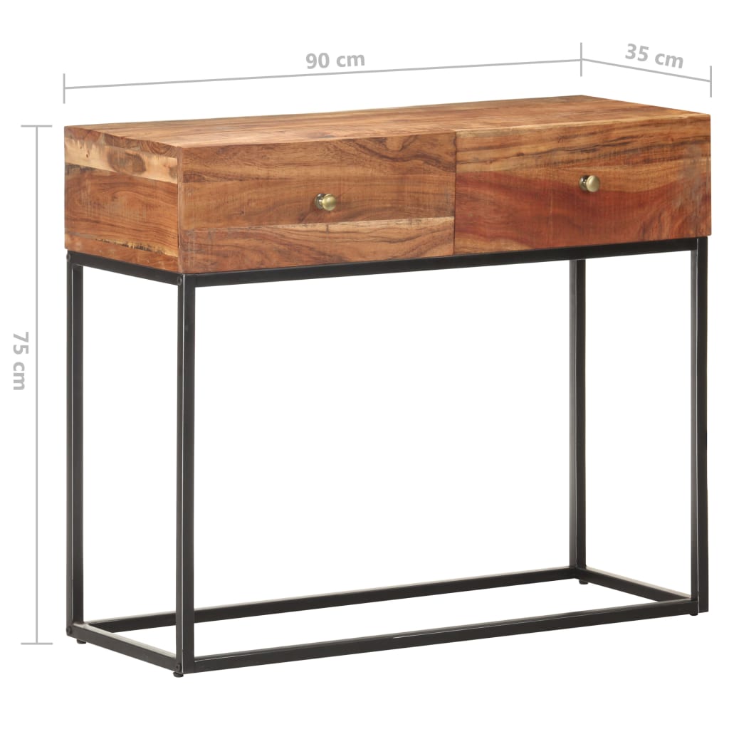 vidaXL Konsolentisch 90x35x75 cm Raues Akazienholz