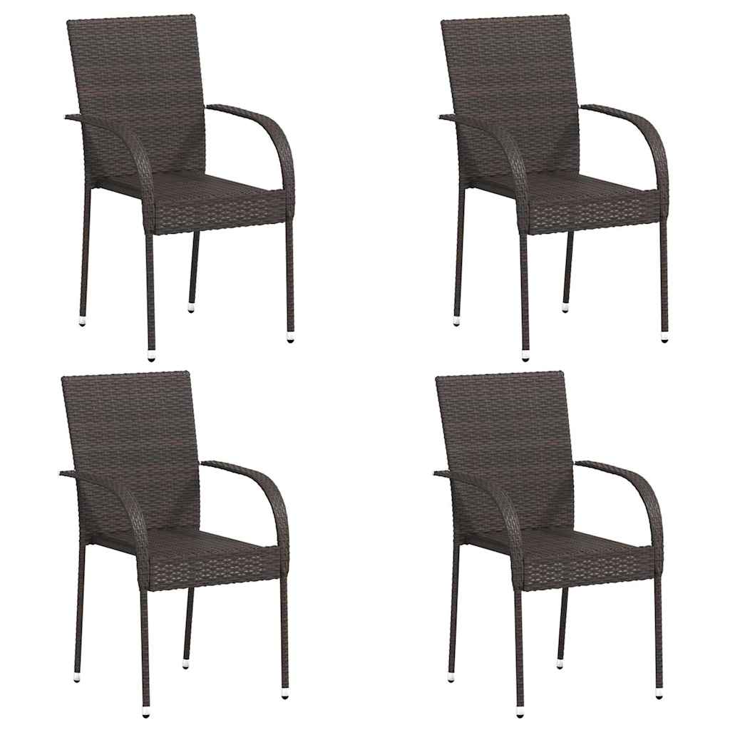 vidaXL Stapelbare Gartenstühle 4 Stk. Poly Rattan Braun