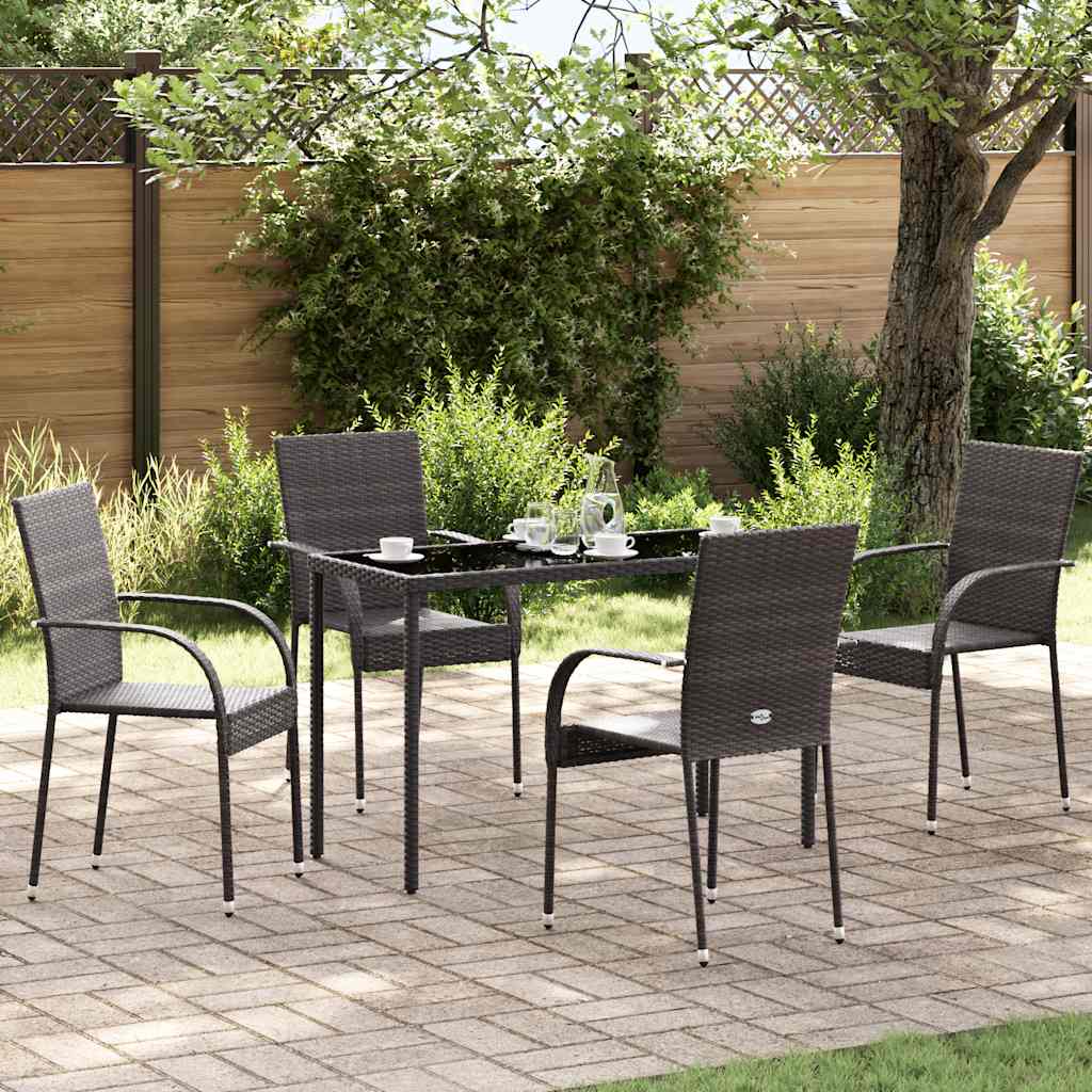 vidaXL Stapelbare Gartenstühle 4 Stk. Poly Rattan Braun