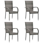 vidaXL Gartenstühle Stapelbar 4 Stk. Grau Poly Rattan