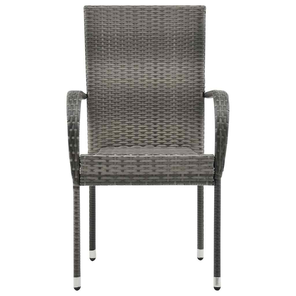 vidaXL Gartenstühle Stapelbar 4 Stk. Grau Poly Rattan