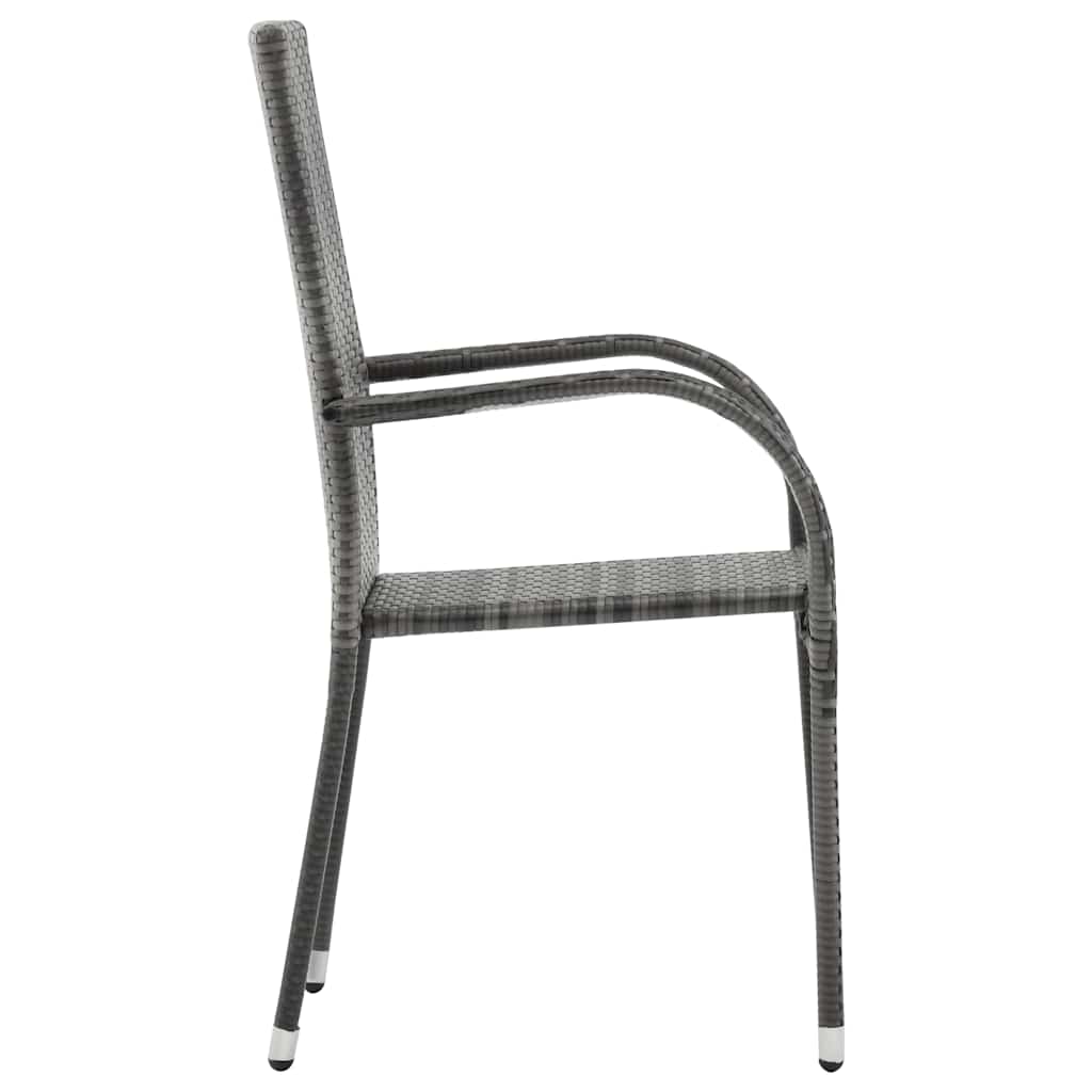 vidaXL Gartenstühle Stapelbar 4 Stk. Grau Poly Rattan