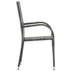 vidaXL Gartenstühle Stapelbar 4 Stk. Grau Poly Rattan
