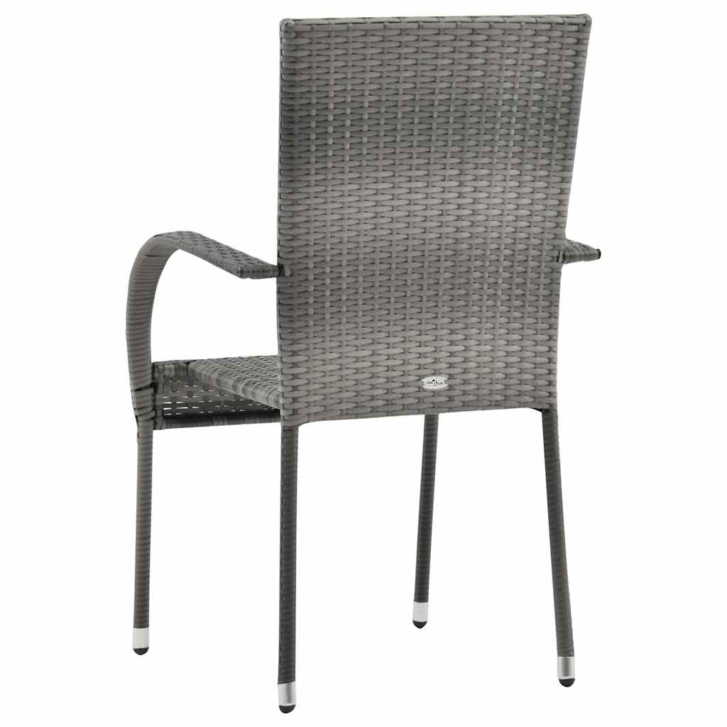 vidaXL Gartenstühle Stapelbar 4 Stk. Grau Poly Rattan