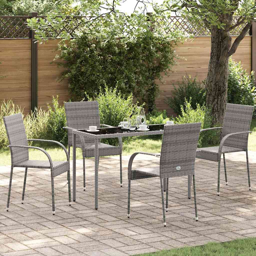 vidaXL Gartenstühle Stapelbar 4 Stk. Grau Poly Rattan