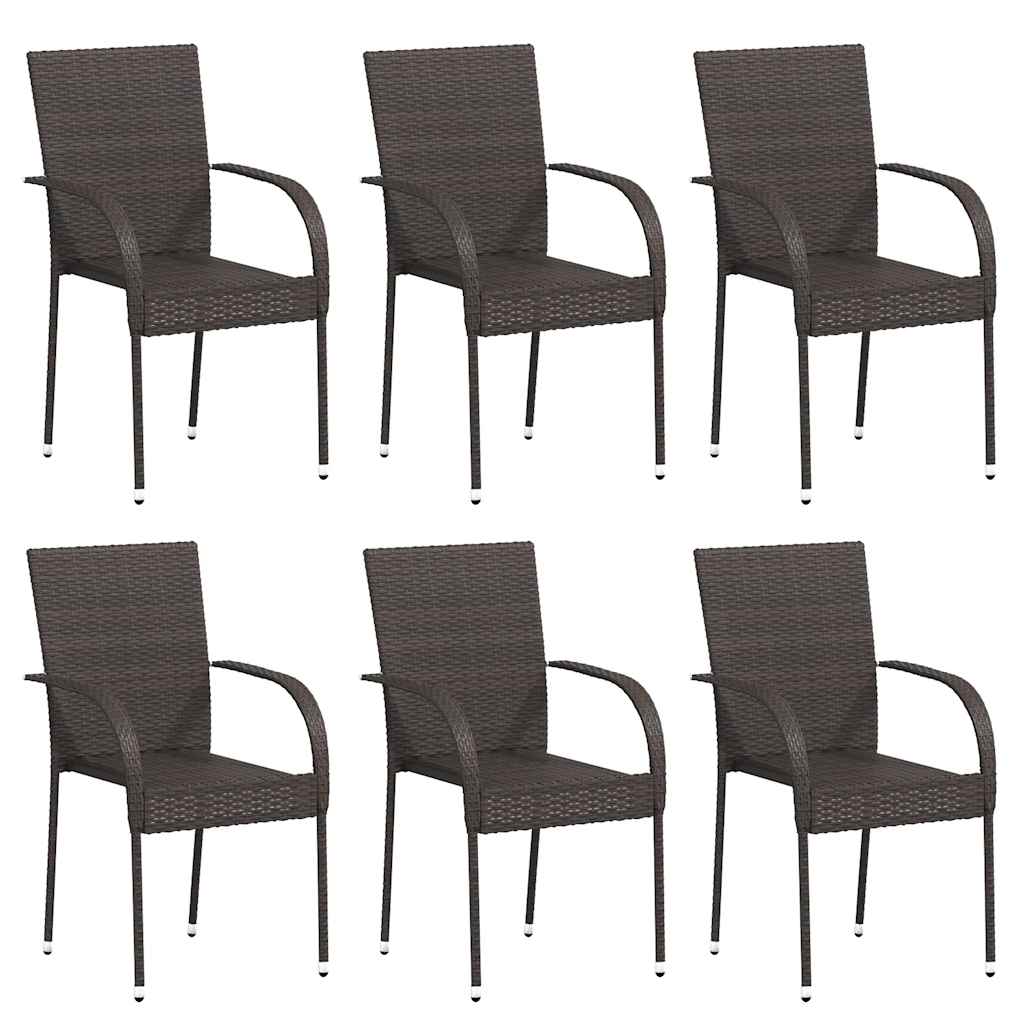 vidaXL Stapelbare Gartenstühle 6 Stk. Poly Rattan Braun