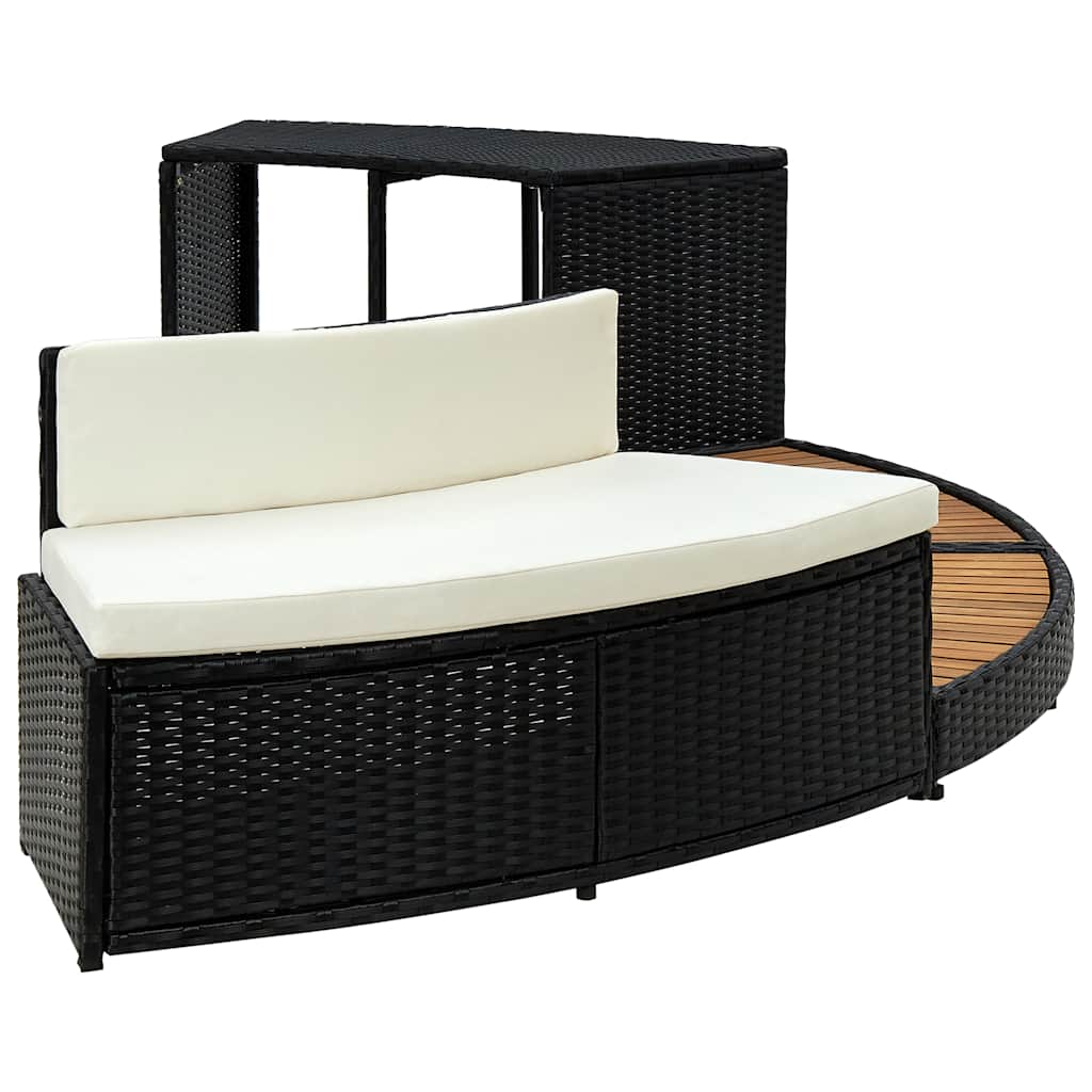 vidaXL Whirlpool-Umrandung Schwarz Poly Rattan & Massivholz Akazie