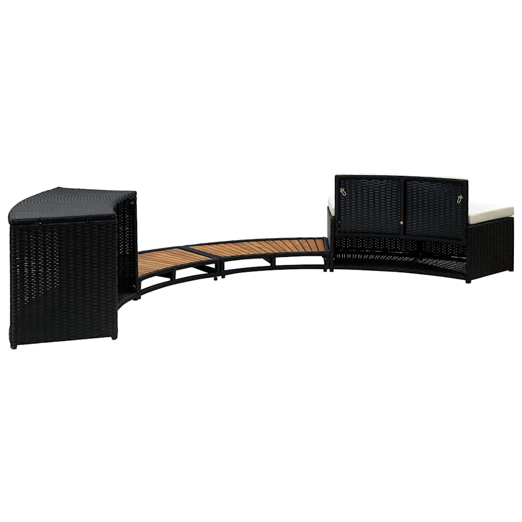 vidaXL Whirlpool-Umrandung Schwarz Poly Rattan & Massivholz Akazie