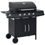 vidaXL Gasgrill 4+1 Flammen Schwarz Stahl