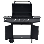 vidaXL Gasgrill 4+1 Flammen Schwarz Stahl