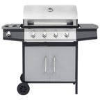 vidaXL Gasgrill 4+1 Flammen Schwarz und Silbern Stahl & Edelstahl
