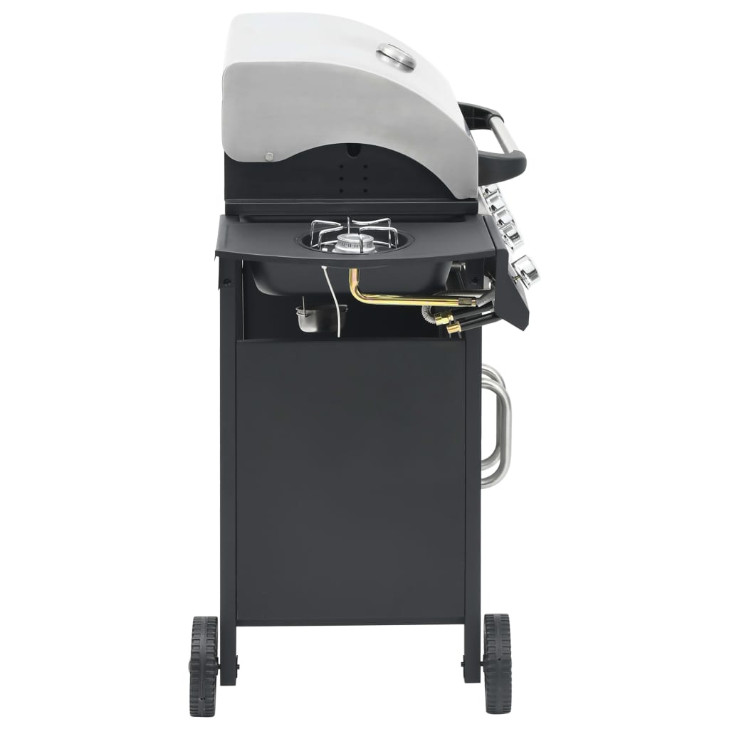 vidaXL Gasgrill 4+1 Flammen Schwarz und Silbern Stahl & Edelstahl