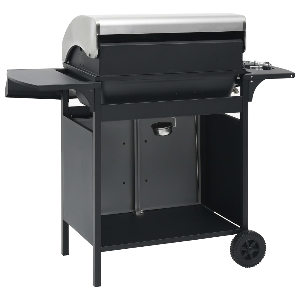 vidaXL Gasgrill 4+1 Flammen Schwarz und Silbern Stahl & Edelstahl
