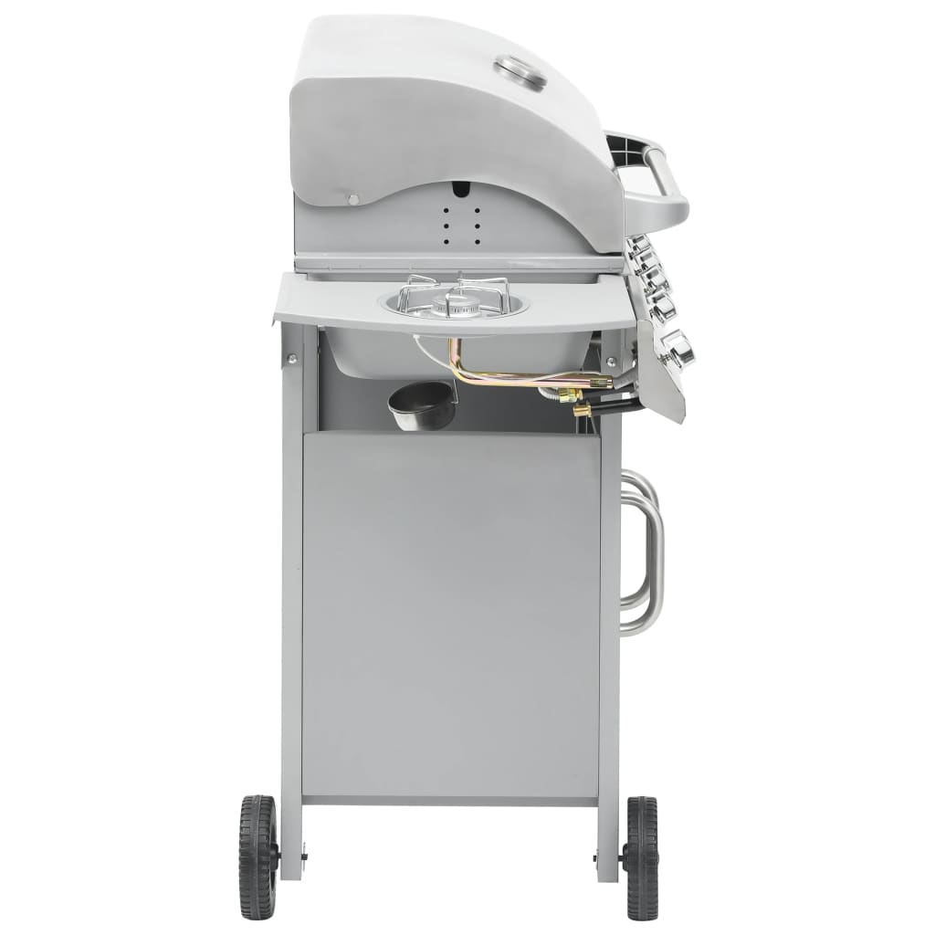 vidaXL Gasgrill 4+1 Flammen Silbern Edelstahl