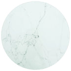 vidaXL Tischplatte Weiß Ø30x0,8 cm Hartglas in Marmoroptik