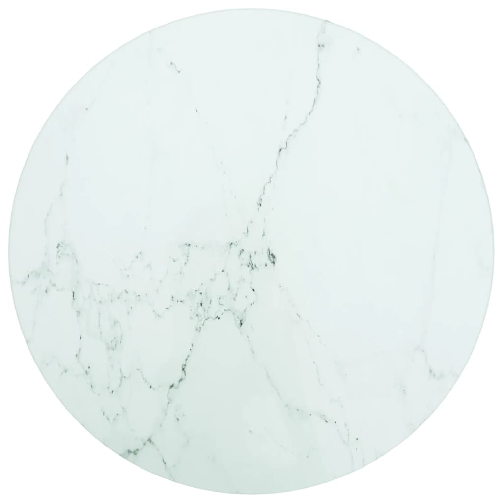 vidaXL Tischplatte Weiß Ø30x0,8 cm Hartglas in Marmoroptik