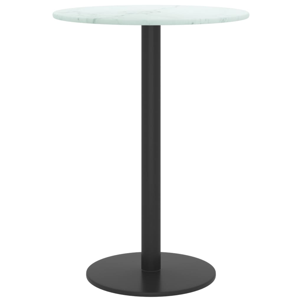 vidaXL Tischplatte Weiß Ø30x0,8 cm Hartglas in Marmoroptik