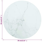 vidaXL Tischplatte Weiß Ø30x0,8 cm Hartglas in Marmoroptik