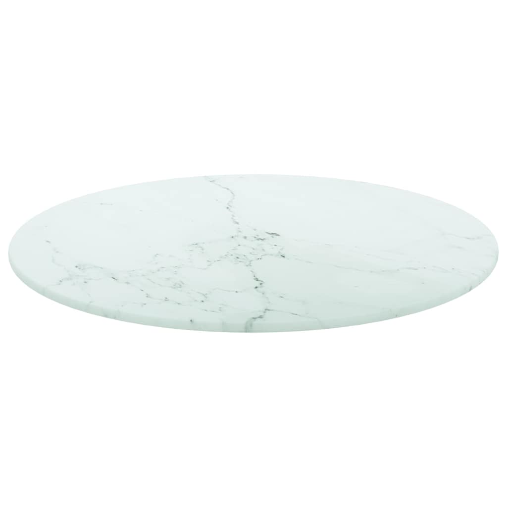 vidaXL Tischplatte Weiß Ø30x0,8 cm Hartglas in Marmoroptik